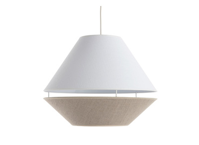 Lámpara de techo de diseño lino natural y blanco 40 cm diám. KUPPEL